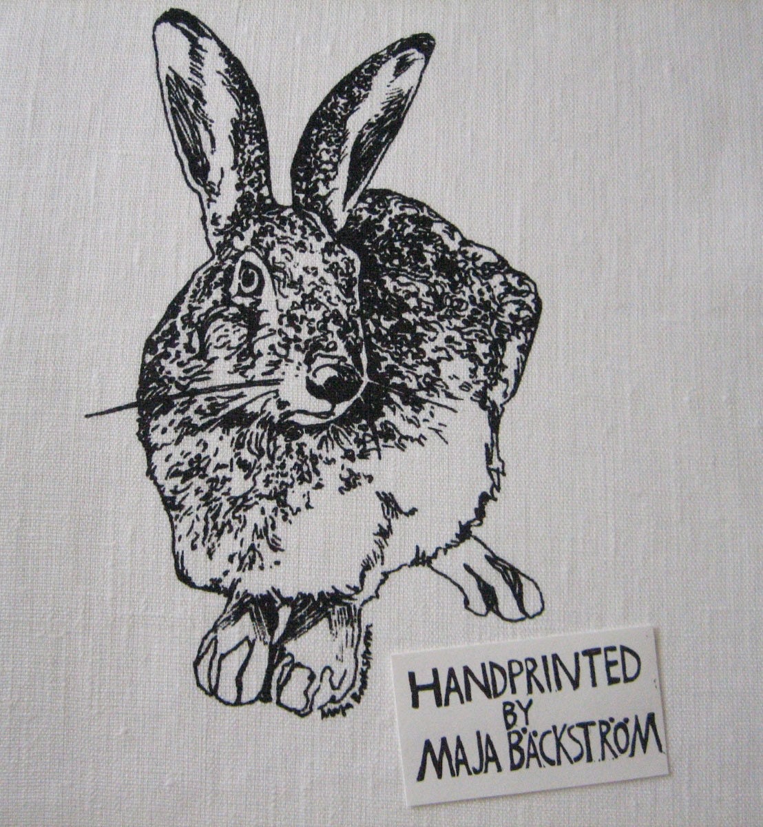 Hand screenprinted fabric piece / 18x18"