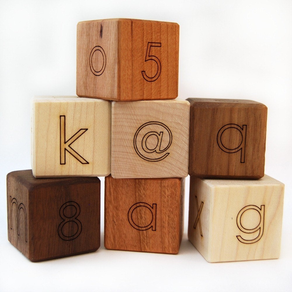 wooden blocks alphabet number, 7 piece toy