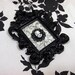Ornate Framed 3D Black and White Damask Cameo Skeleton Art - Warning Label Creations