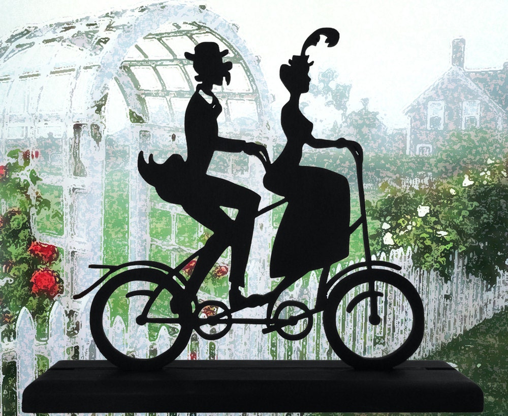 Victorian Tandem Bicycle Couple Decorative Wood Display Silhouette strb001