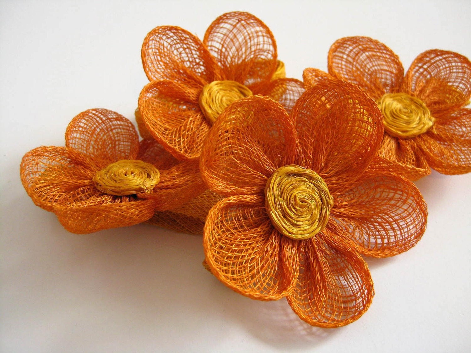 Orange Jute Flower Napkin Rings