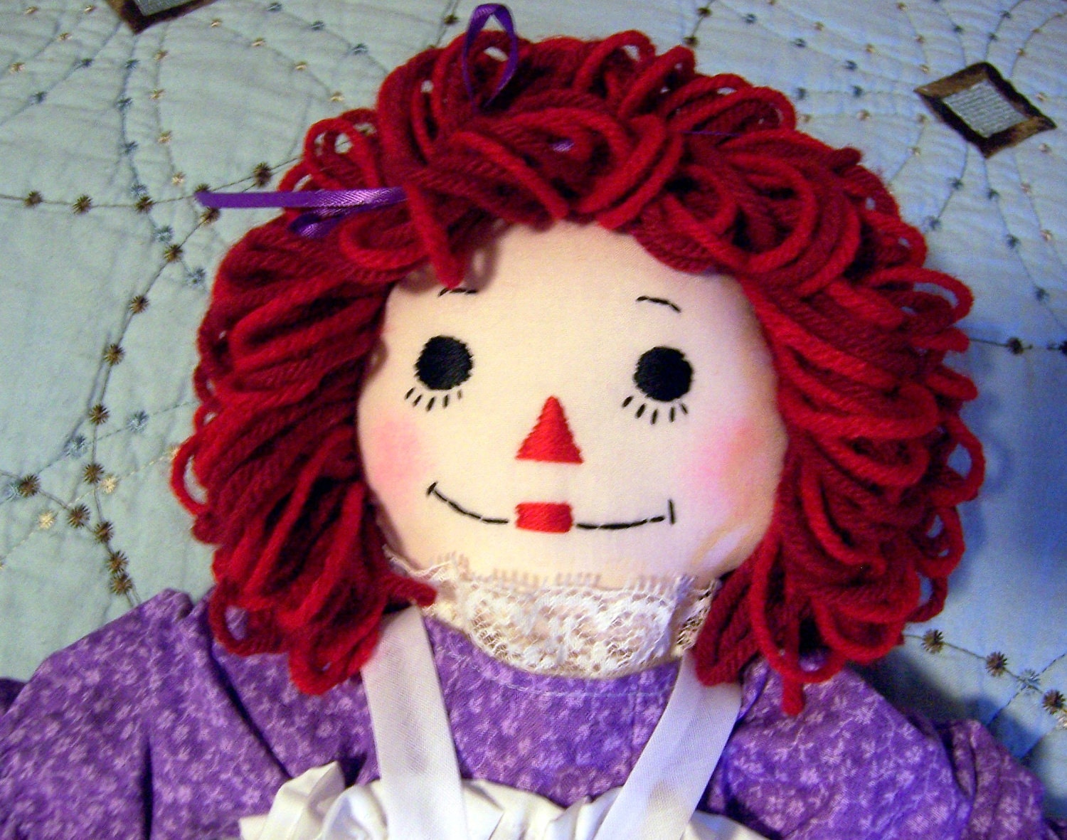 On Etsy Raggedy Ann Doll In Lavender By Timelesstreasuresbyb