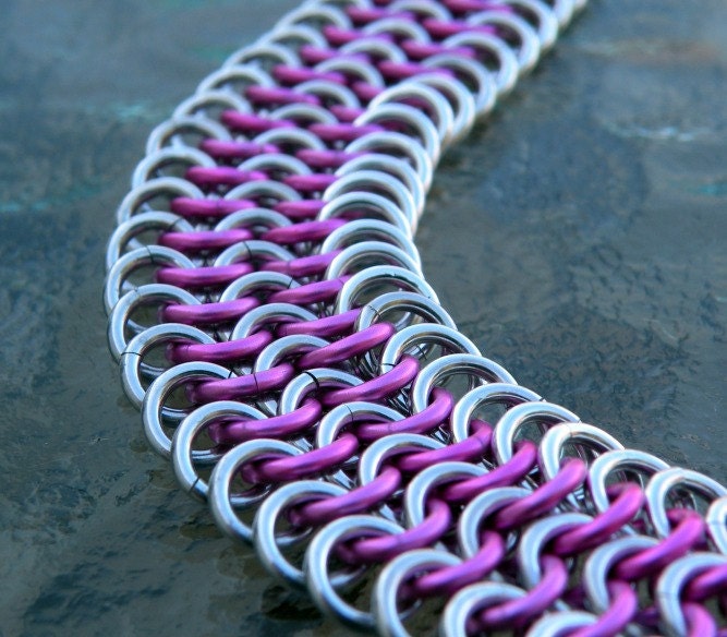 Chainmaille Bracelet - Silver - Pink - Aluminum - Lightweight