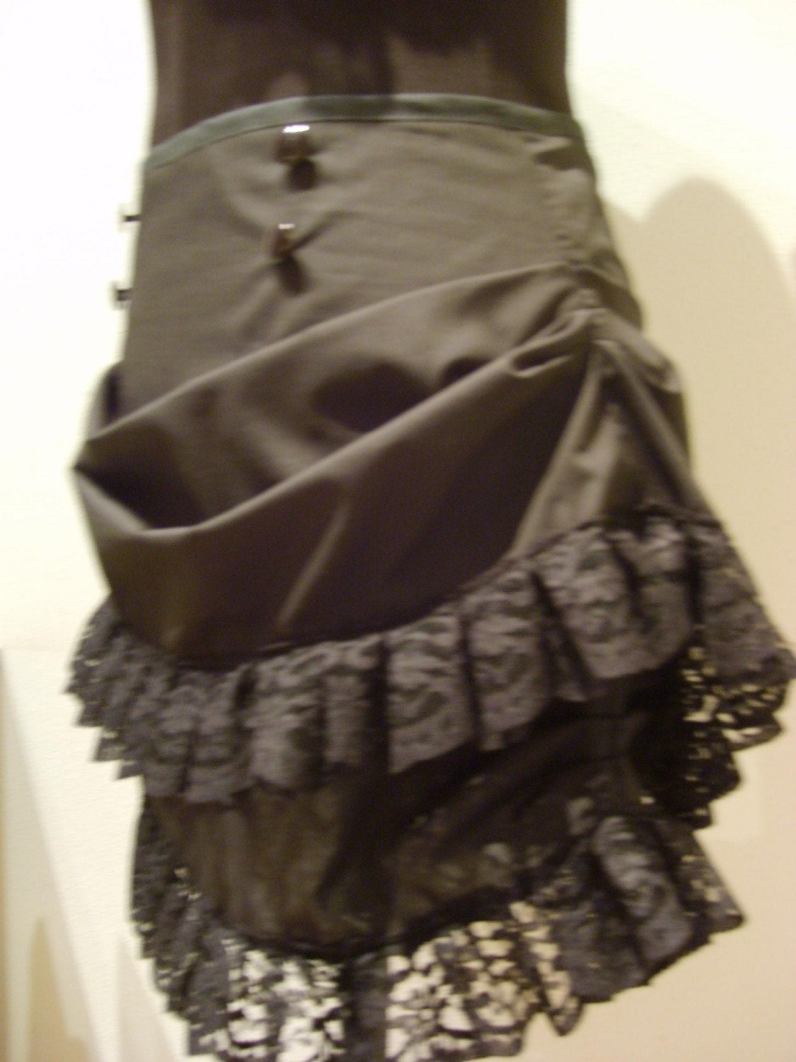 Victorian mini bustle skirt with lace
