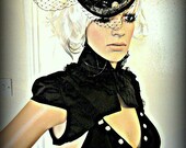 Black victorian cotton and lace ruffle shrug