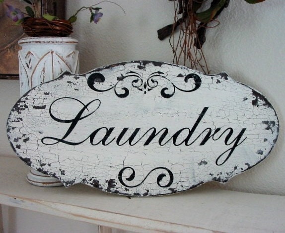 LAUNDRY / TEA Room / BEAUTY Salon Shabby Cottage Vintage Style Signs 14 x 7