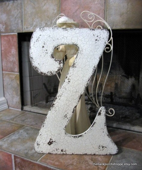 LETTER Z 2 ft tall ANY LETTER A - Z Wedding Guest Book / Save the Date / Vintage Style Cut Out Shabby Cottage Signs