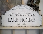 FAMILY LAKE HOUSE Shabby Cottage Beach Cabin Signs 25 x 13