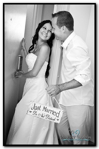 JUST MARRIED Do Not Disturb Shabby Cottage Wedding Signs 4 3/4 x 12