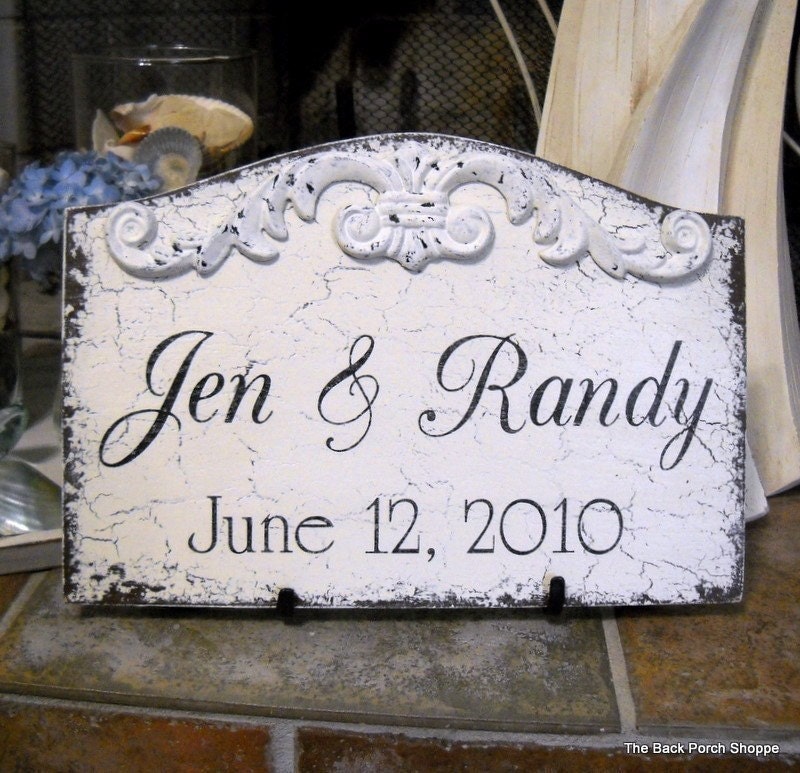 WEDDING / SAVE The Date / Home Decor / A FOREVER Sign / Shabby Cottage Vintage Chic 13 x 9