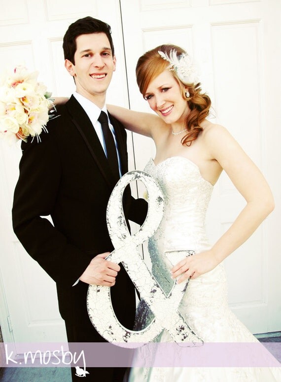 AMPERSAND or the AND SIGN Shabby Cottage Letters for your Save the Date, Wedding Guest Book, 24 in tall