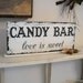 CANDY BAR love is sweet Self Standing Sign / Hand Painted Shabby Vintage Wedding Signs / ORIGINAL Design by The Back Porch Shoppe 4 3/4 x 12