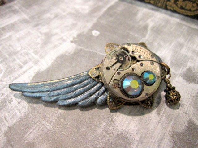 Steampunk Wing Brooch - a wing of steampunk exclusive original design of Days Long Gone
