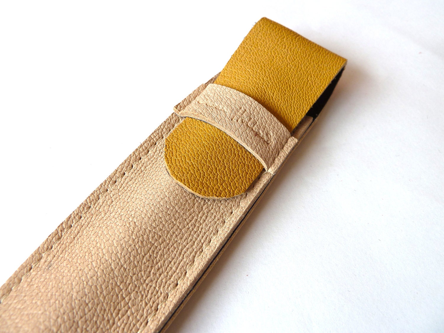 Leather Pen Case, Mustard and Natural Tan
