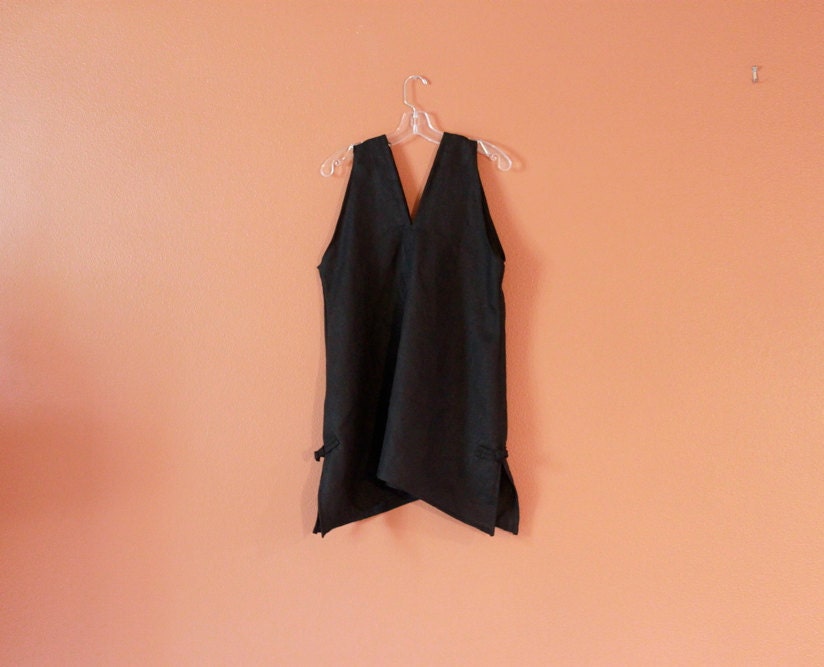 Sale was 98.00 ready to ship black  linen sparrow top with side slits