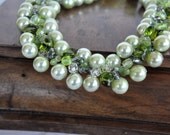 Handmade Weddings Tea Green Pearl  Necklace