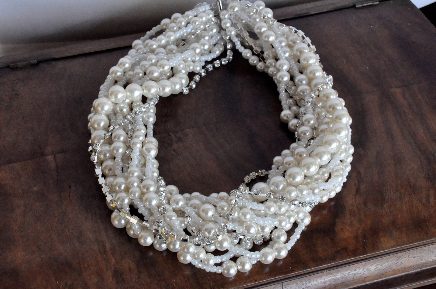 Handmade Chunky Ivory Twisted  Bridal   Necklace