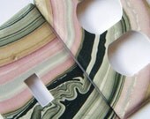 Pink, Black, and Gold Marbled Thai Paper Light Switch and Outlet Cover