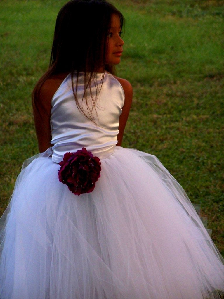 Boutique Satin Corset halter top and tutu Bridal Flower girl Dress Up SET 12 MONTHS 2T 3T 4T 5T 6