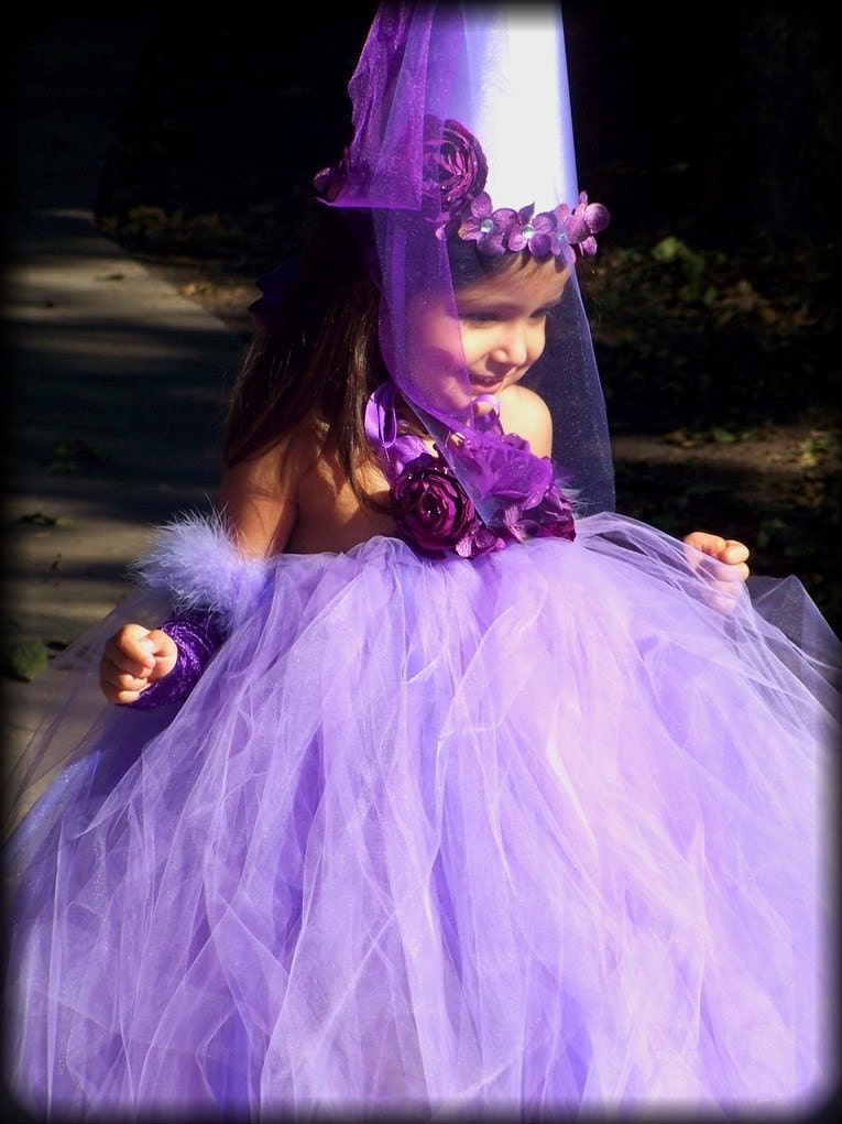 Halloween Custom made Purple Plum Fairy Princess Tutu dress FULL and Flowy GOWN Rapunzel Hat Gloves Costume 12 months 2t 3t 4t 5t 6