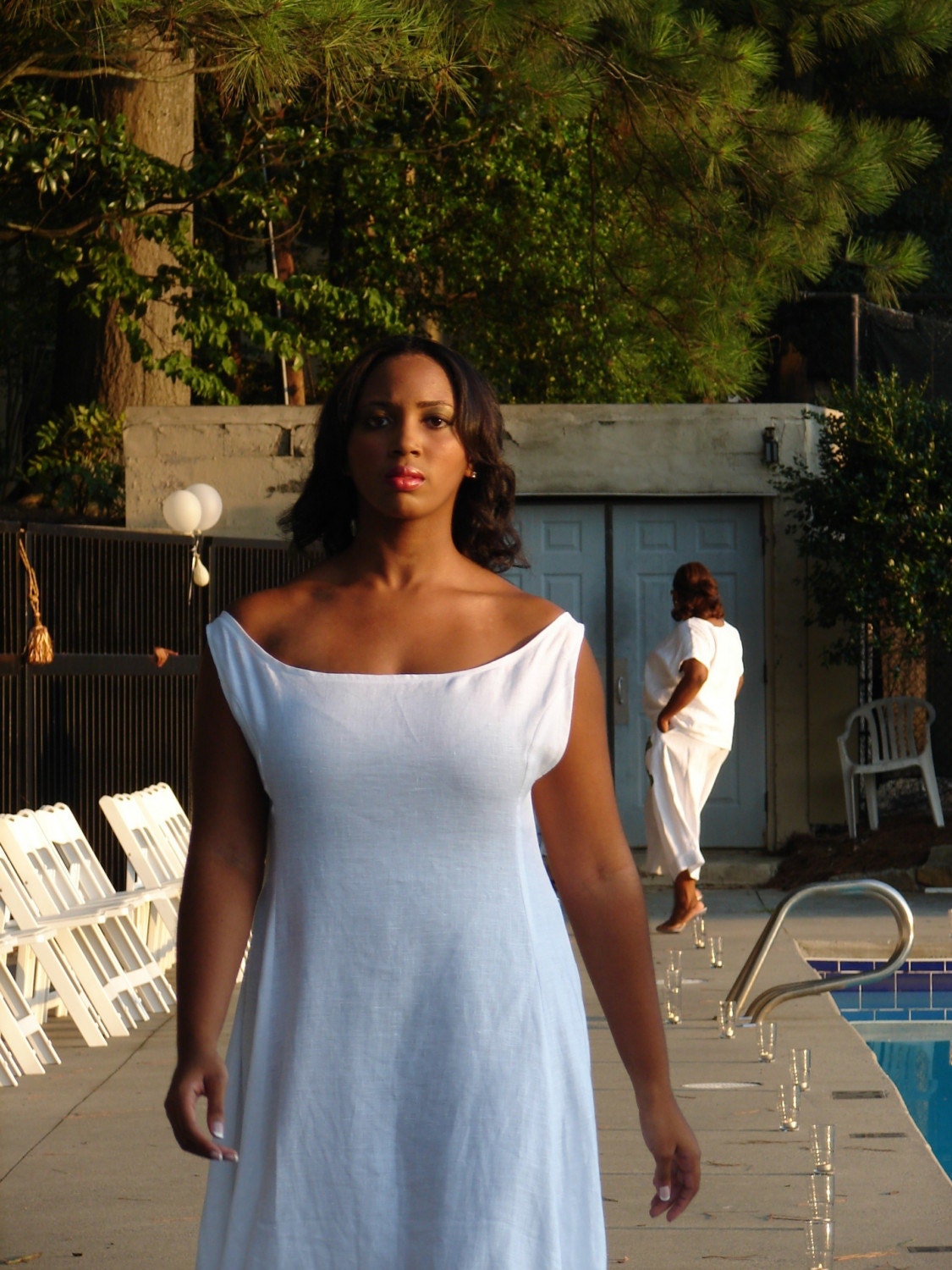 White Linen Dress Multiple Sizes Available