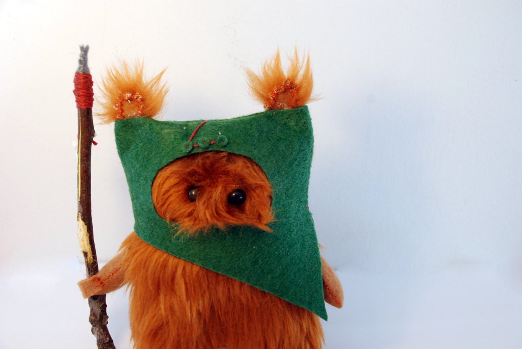 Star Wars Ewok Fur Ooak .12cm. Dark Green.