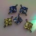 10mm Lavendel or Lavender vintage swarovski jewels Jonquil jewels set in 2 ring blackened brass settings rare colors