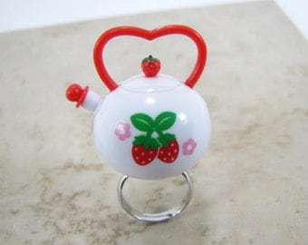 Strawberry Teapot Ring Adjustable