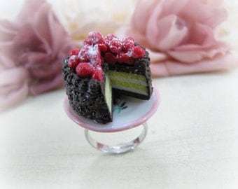 Chocolate Frosted Cake Adjustable Ring Miniature Dessert
