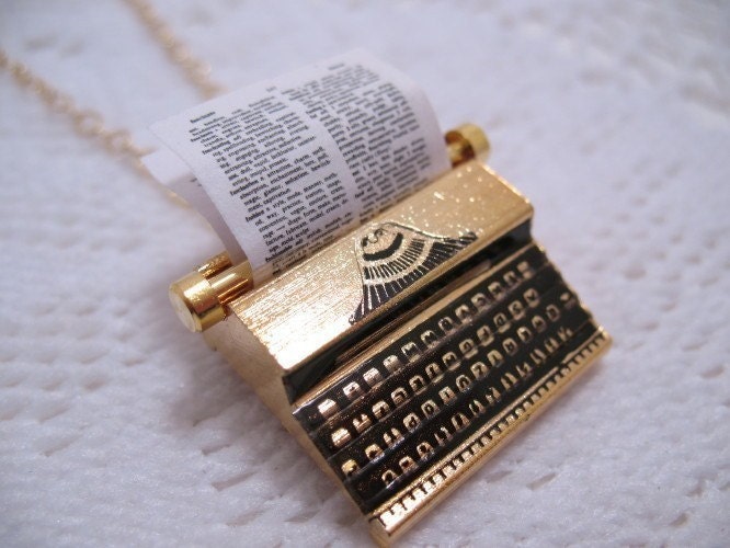 Typewriter Necklace 18K Gold Plated Brass