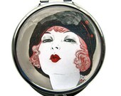 Flapper Kiss Pocket Mirror Compact Large The Great Gatsby
