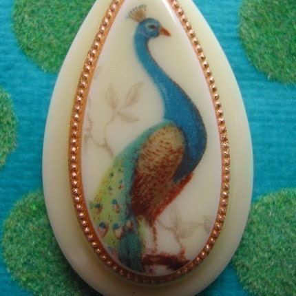 PEACOCK Necklace Made with Vintage Limoge