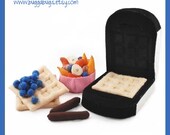 BLUEBERRY WAFFLES - PDF Felt Food Pattern (Waffles, Waffle Iron, Blueberries, Sausage, Fruit Cup, Fruit Slices)