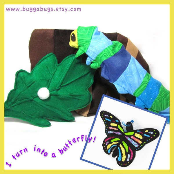 Butterfly Life Cycle - PDF Pattern (Leaf, Egg, Cocoon, Reversible Caterpillar)