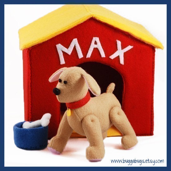 PLAYFUL PUPPY - PDF Pattern (Dog, Doghouse, Bone, Bowl)