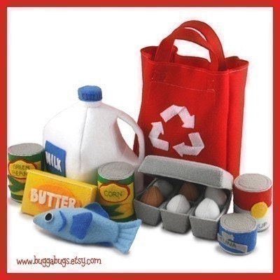 GROCERIES - PDF Felt Food Pattern (Milk, Eggs, Carton, Fish, Butter, Canned Food, Tote Bag)