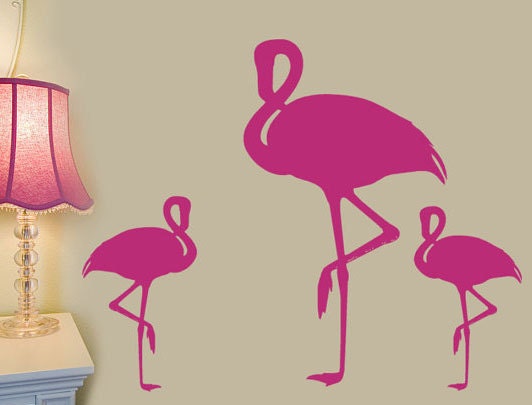 Flamingo Bird Wall Decal Art Vinyl Stickers set Tropical Beach Decals Home Decor