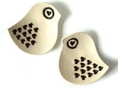 Love bird bowl duo Black and cream ceramic pottery Set of 2 Home decor Candle holder Ring bearer Engagement Anniversary Wedding gift