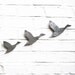 Wall art Flying ducks Set of three birds Flock in metallic silver finish Modern contemporary retro stoneware ceramic pottery wall ornaments
