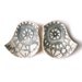 Blue bird bowl pair in vintage lace textured cream stoneware ceramic, jewelry holders, wedding ring bearer, engagement or anniversary gift