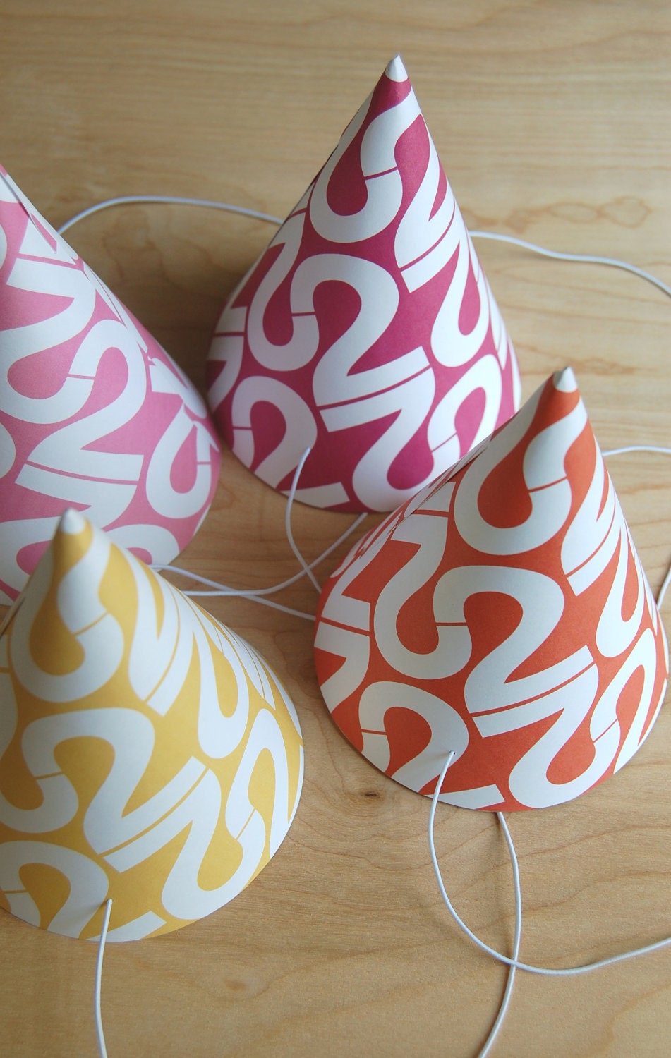 helvetica 2nd birthday party hats set of 8