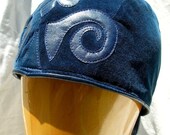 Skullcap Royal Blue Velvet with Leather Embellishments
