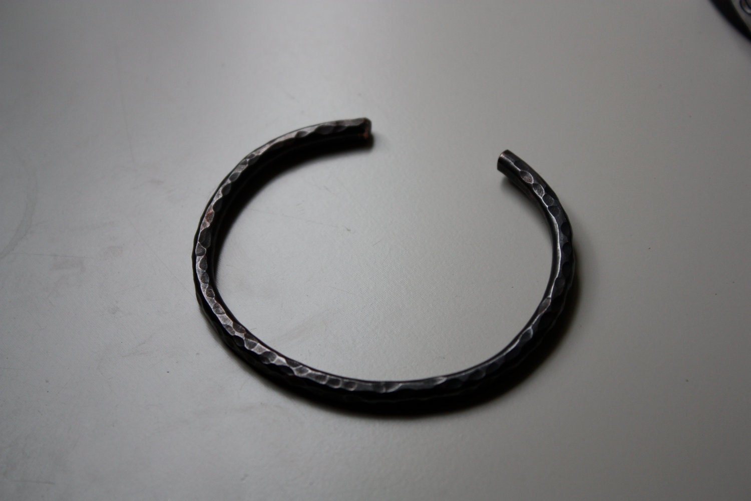 Single Oxidized Textured Heavy Copper Cuff