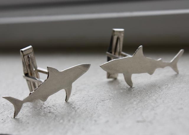 Shark Cufflinks - Sterling Silver - READY TO SHIP
