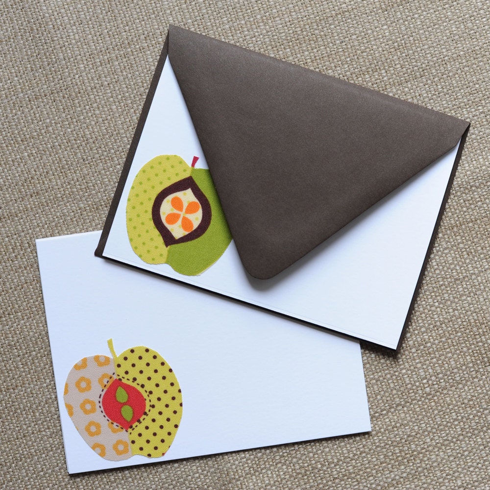 Fabric Apple Note Cards