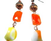 Mod Vintage Style Mid Century Earrings glass and copper lanterns on copper - Allison Earrings