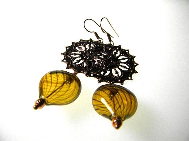 Danish Lamp Earrings on copper - Adela Earrings