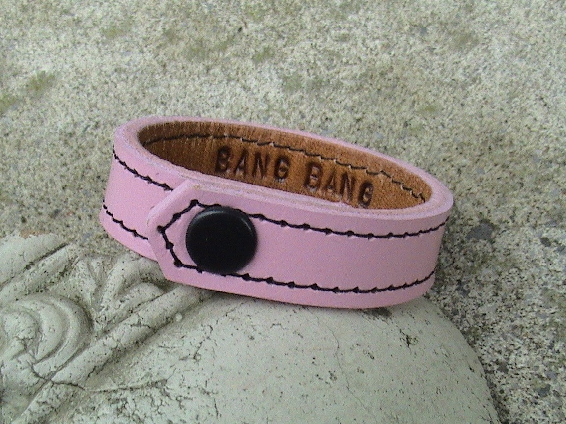 Personalized ID and Secret message Leather Wristband in various dye colours - 5/8 inch wide band