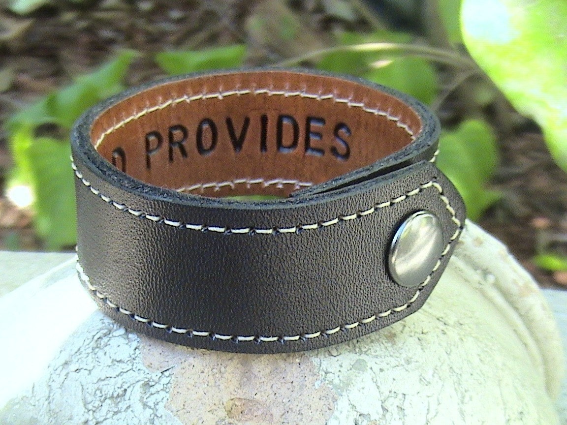 For Your Eyes Only -  Secret Message Leather Wristband with top stitch- 1 inch wide