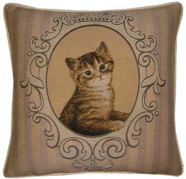 Tabby Kitten in Frame Tapestry Cushion Cover Sham